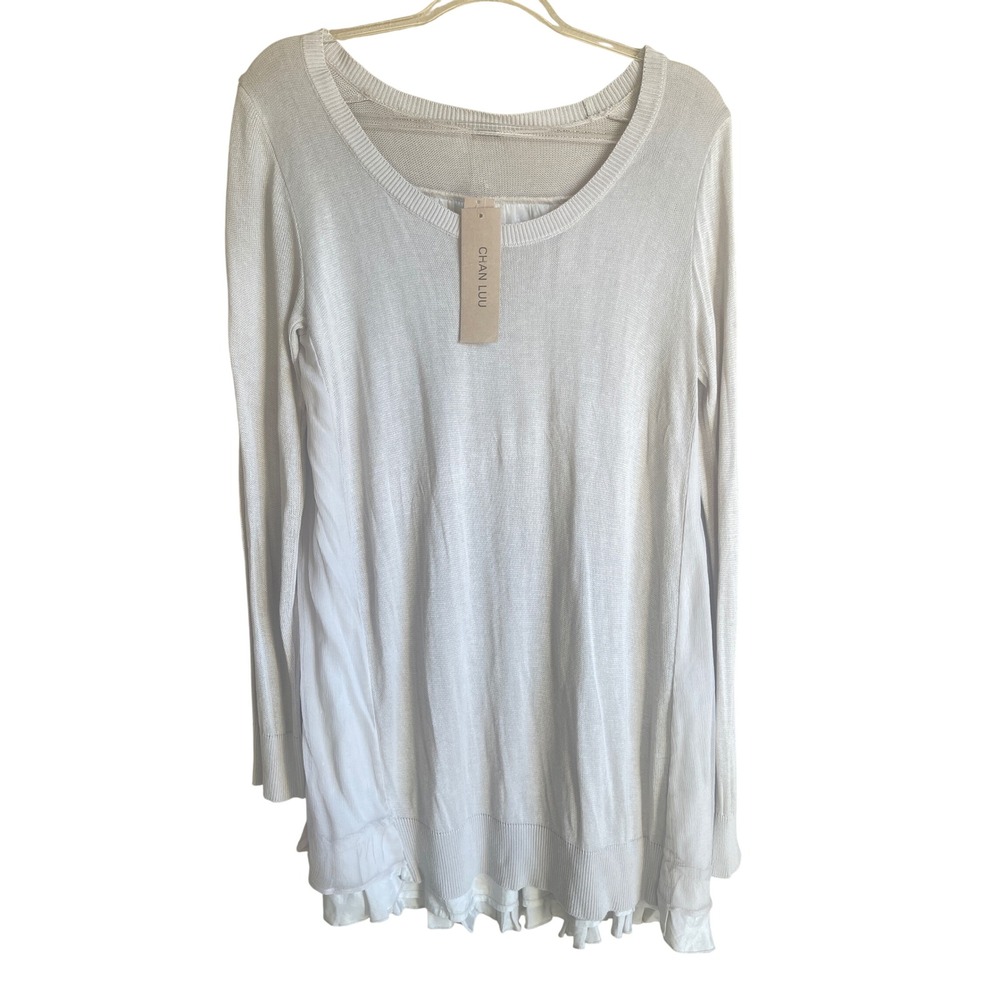 Chan Luu Mixed Media Sweater‎ Womens L Wind Chime NWT Sequined Boho